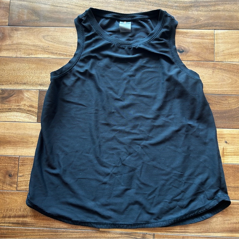 CALIA by Carrie Underwood Black Ribbed Black Tank Top - Medium
